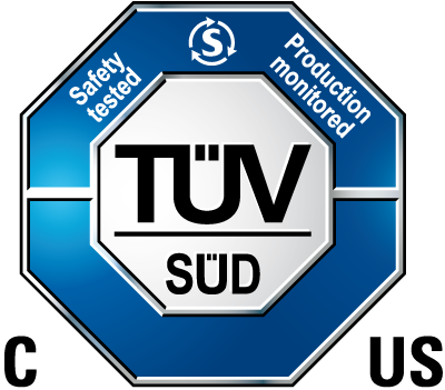 Das Bild zeigt das Logo des TÜV Süd für C und US.