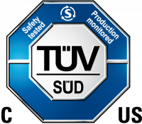 Das Bild zeigt das Logo des TÜV Süd für C und US.
